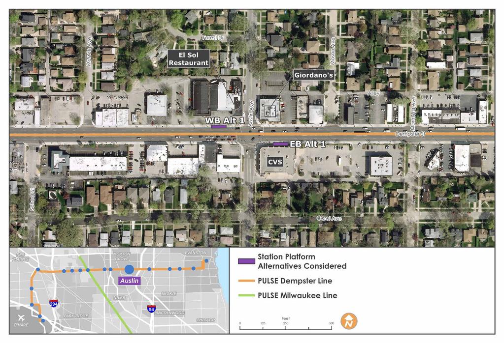 Austin Municipality: Village of Morton Grove There is just one alternative for eastbound and westbound stations in this area These stations would be in close