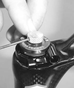 Place the gold floodgate adjuster knob back onto the compression damper spool shaft.