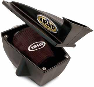 The AIRAID system utilizes a completely new air box that features a reversed hood scoop lid with a