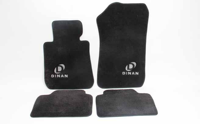 FLOOR MATS / PEDAL PADS ACCESSORIES SIGNATURE FLOOR MATS Make your interior pop just like performance under the hood with high quality sets of front and rear floor mats featuring an embroidered Dinan