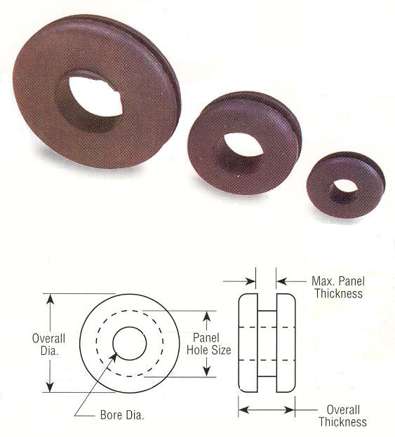 Rubber Grommets Buna S rubber grommets are designed to allow passage through a metal plate or panel while protecting your wire, cable or hose from cutting and abrasion. color.