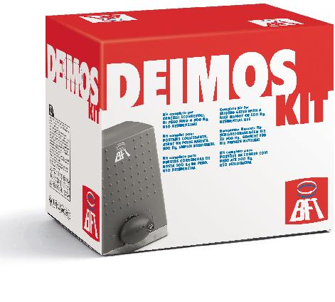 Kit products 126 DEIMOS KIT R925227 00001 The Deimos Kit is used to automate sliding gates weighing up to 500 kg for residential use.