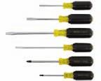 6 piece stanley Vinyl grip pro screwdriver set Product #: 66-565P 66-096 66-097 66-090 66-091 65-901 65-902 Chrome plated bars with fully ground flat blades. Phillips tips are black oxide.