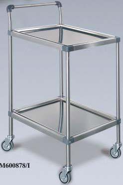 27436 45800 45805 27436 DRESSING TROLLEY Dressing trolley made of AISI 304 stainless steel with 2 shelves (70x50 cm), 1 drawer (40x50xh