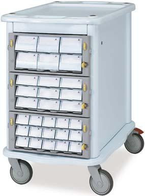 EXCEL TROLLEY 45731 DOUBLE FACE PHARMACY TROLLEY - 62 small drawers Two trolleys in one: 31 (6+10+15) monodose cassettes on both sides;