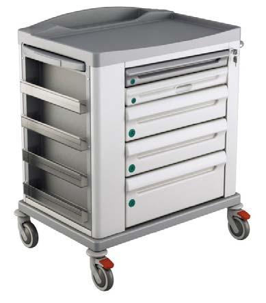 EMERGENCY TROLLEYS EMERGENCY TROLLEYS - small and standard Professional trolley with painted steel structure and external plastic finish equipped with 4 drawers, one
