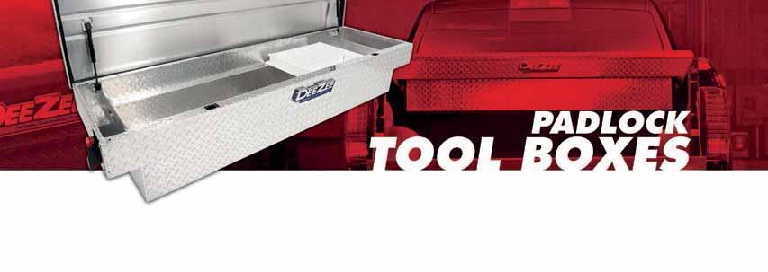 Padlock Tool Boxes SECURE. Locks using a padlock. Designed for use with BOLT locks (works with your truck key), and most brands with 7/8 - shackle height.