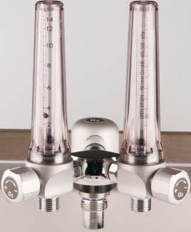 Chrome-plated all-metal housing with fine-control valve for continuous adjustment of the flow. Measuring tubes with float to display the set value.