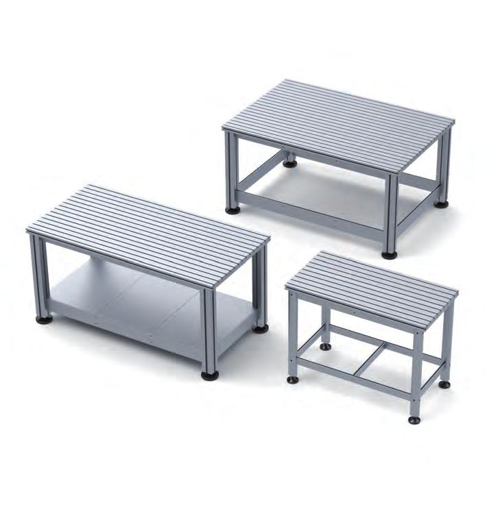 Aluminium profiles Workbenches AT 3 AT Features Workbenches AT for clamping devices, clamping means, for measurement, checking, testing, etc.