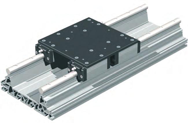 Linear guides Linear guide rail LFS-16-120 Features W 190 x H 61 mm 2 precision steel shafts Ø 16 Anti-twist Aluminium shaft housing profile naturally anodised Securing from below with M6 tapped rail