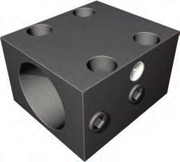 Drive elements Clamping blocks for nut version 3 Flange securing Base securing Features Material steel, gunmetal finish Versions for recirculating ball spindles Ø 25 and Ø 16 mm Nut pitches