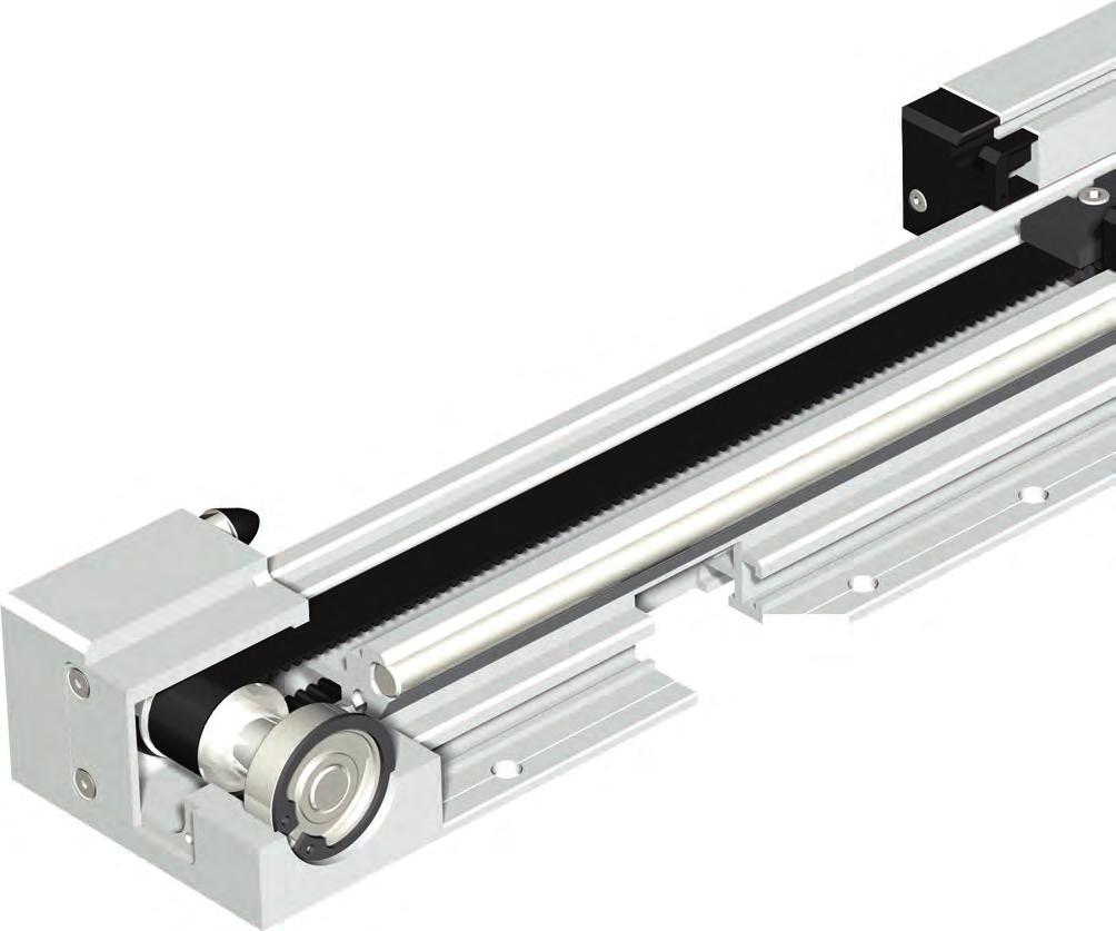 Linear units Functional overview Linear unit with toothed belt drive Simple clamping of the belt using clamping bolts beneath the slide End position buffering both sides with