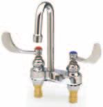 Lavatory and Workboard Faucets B-0892 Lavatory Faucets 4 centerset deck-mount mixing faucet 2-7/8 (73 mm) rigid gooseneck (005028-40) 4 (102 mm) wrist action handles with color coded indexes ½ PSM