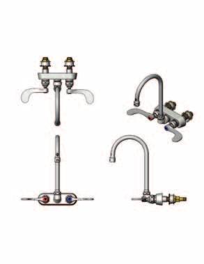 Lavatory and Workboard Faucets B-1141 and B-1146 Series, B-1142-04XS-F12 and B-2459 Workboard Faucets 4 (102 mm) and 8 (203 mm) workboard faucets Swivel gooseneck Quarter-turn cartridges with spring