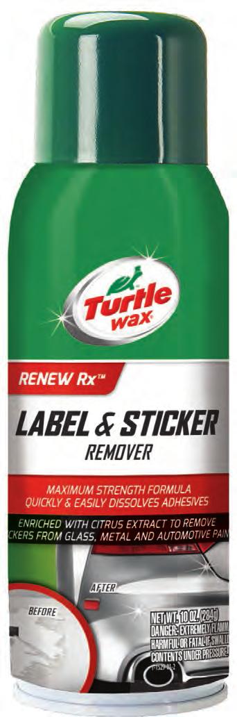 TURTLE WAX LABEL & STICKER REMOVER Penetrating formula quickly dissolves adhesive residue on glass and painted surfaces Easy solution for removing label and sticker