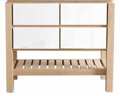 83 cm Ref 52206-1 BASIN UNIT OAK WITH 2 DRAWERS WHITE LACQUERED DRAWER FRONTS TO BE COMPLETE WITH COUNTERTOP OAK OR STONE L 80 x D