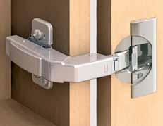 CLIP top LUMOION 95 blind corner inges 95 Features LUMOION integrated into the hinge cup Deactivation switch for small/light doors For door thicknesses up to 24 (15/16") Overload safety feature oring