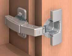 inges CLIP top 95 inset blind corner 95 Features hree-dimensional adjustment Available with INSERA attachment For door thicknesses up to 24 (15/16") All metal hinge, nickel-plated Minimum reveal