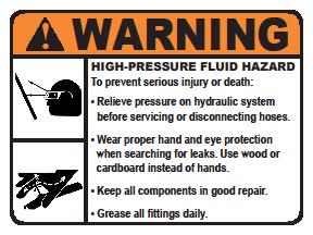 (Warning, High Pressure Fluid Hazard) 1 3 Decal,