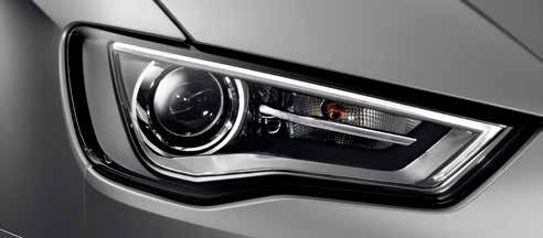 The headlights swivel into the corner depending on the steering angle to provide variable illumination of the curve; navigation or speed-dependent distribution of light from headlights for town,