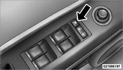 34 THINGS TO KNOW BEFORE STARTING YOUR VEHICLE Window Lockout Switch The window lockout switch on the driver s door allows you to disable the window control on the other doors.