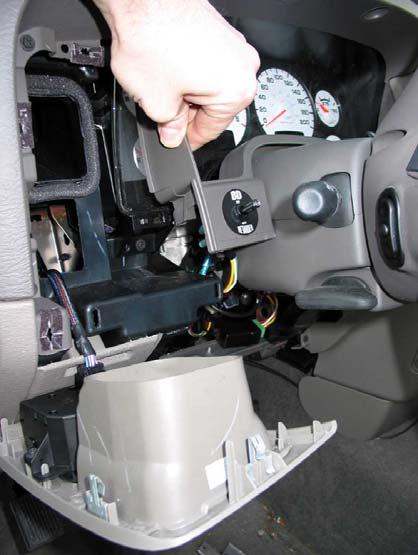 - 14 - Measure and mark a spot for the toggle switch 3/4 up from the bottom of the edge of the dash panel, and 1 in from the