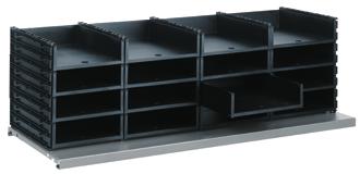 Telescopic shelf Width cm ; Usable height = 9 cm ; The shelf/drawer can be fitted with vertical dividers (sold separately), adjustable at 20 mm intervals thanks to the slots on each side of the shelf.