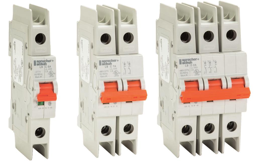 Series L9 UL489 iniature Circuit Breakers Industrial Circuit Breakers for Branch Circuit Protection up to 63 Amps Sprecher+Schuh includes a line of circuit breakers approved for branch circuit