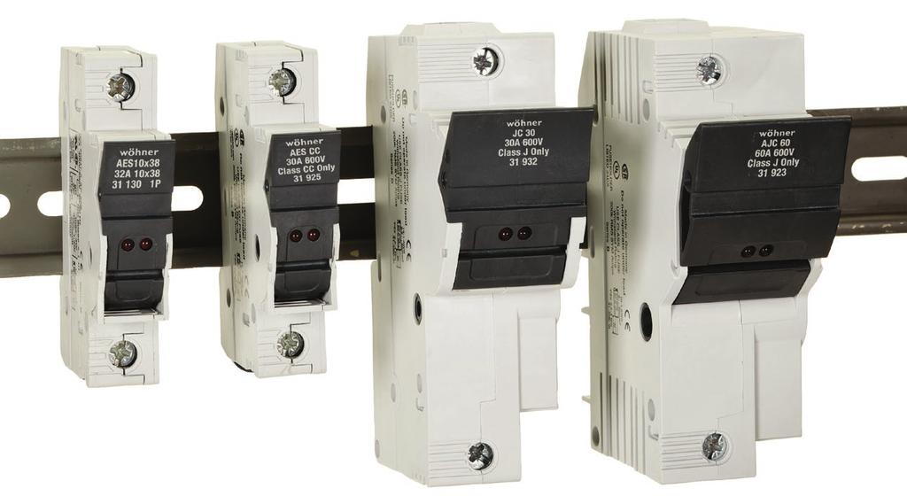 ABUS EasySwitch DIN-rail ounted Fuse Holders The design standard for fuse block overcurrent protection Wohner's ABUS EasySwitch Fuse Blocks feature the latest enclosed design for the ultimate in