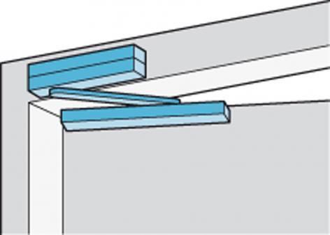5 Installation dimensions with mounting plate for standard mounting non hinge side For doors where direct mounting is not possible Right handed door shown in diagram Left handed door is the reverse