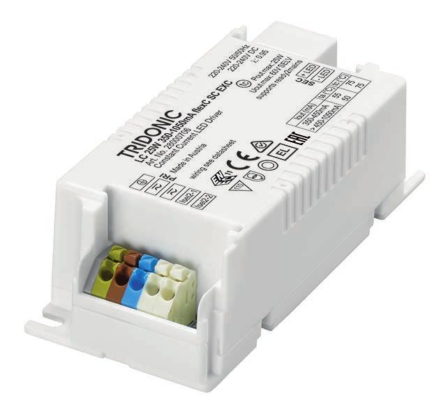Driver LC 25W 350 1050mA flexc SC EXC EXCITE series Product description Constant current LED Driver Dimmable via ready2mains Gateway Dimming range 15 100 % (Depending on load.