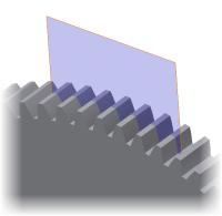 18. Select the inside edge of the extrusion. 2. Move the cursor over the top edge of a gear tooth. Click when the center point of the edge is displayed as shown. 8. 9.