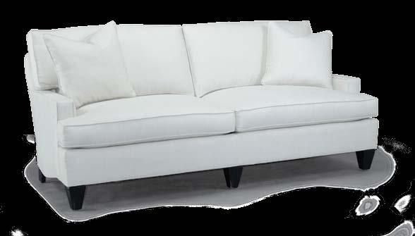 STANFORD FURNITURE XBTBL-280 The example below shows a two-cushion Essentials sofa with a track arm, boxed back, and leg base. It is 80 inches wide (stock length) and 38 inches deep.