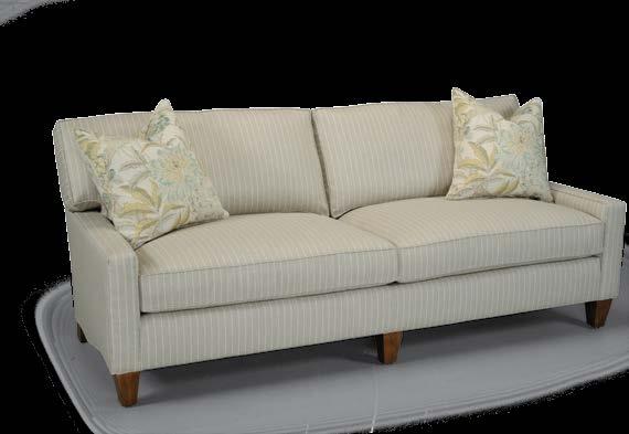 STANFORD FURNITURE XETBL-289 EXTENDED ARM SOFA The example below shows a two-cushion Essentials sofa with extended track arm, boxed back, and leg base. It is 89 inches wide and 38 inches deep.