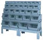 Steel Stackbins Hopper-front steel Stackbins are available with capacities from 70 cubic inches up to 5100 cubic inches They may be easily stacked one on top of another, or housed in steel