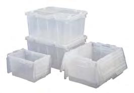 Distribution Containers FliPak Reusable, returnable, attached-lid containers are ideal for use in wholesale product distribution and as picking containers Hinged covers with tight interlocking fit