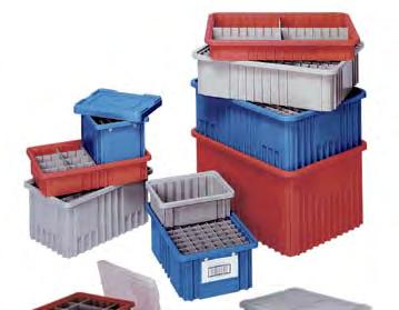 Distribution Containers Divider Box Containers Divider Box (DC) series containers are injection-molded HDPE DG series are made of FDA compliant materials Large, flat areas on all four sides for