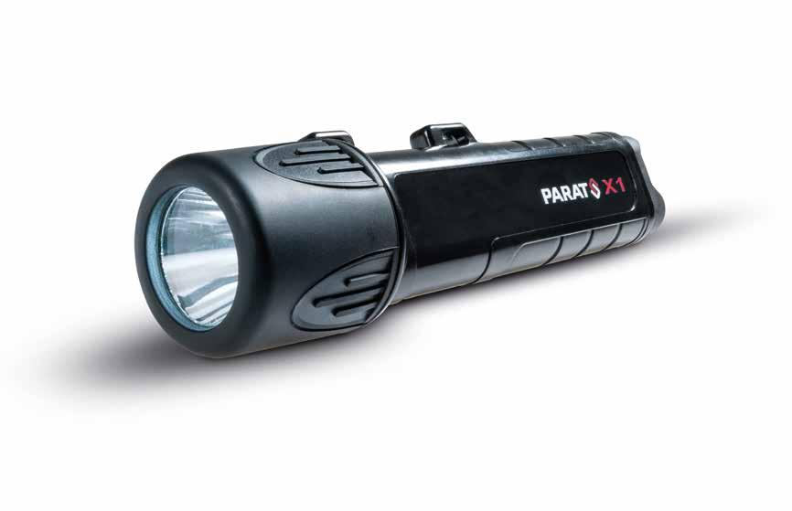 151 Made of non-conductive plastic The PARAT X-TREME features at a glance: DURABLE: 100% water- and dust-tight according to IP 68 OUTPUT: Luminosity up to 170 Lumen* RANGE: Lighting range up to 200 m