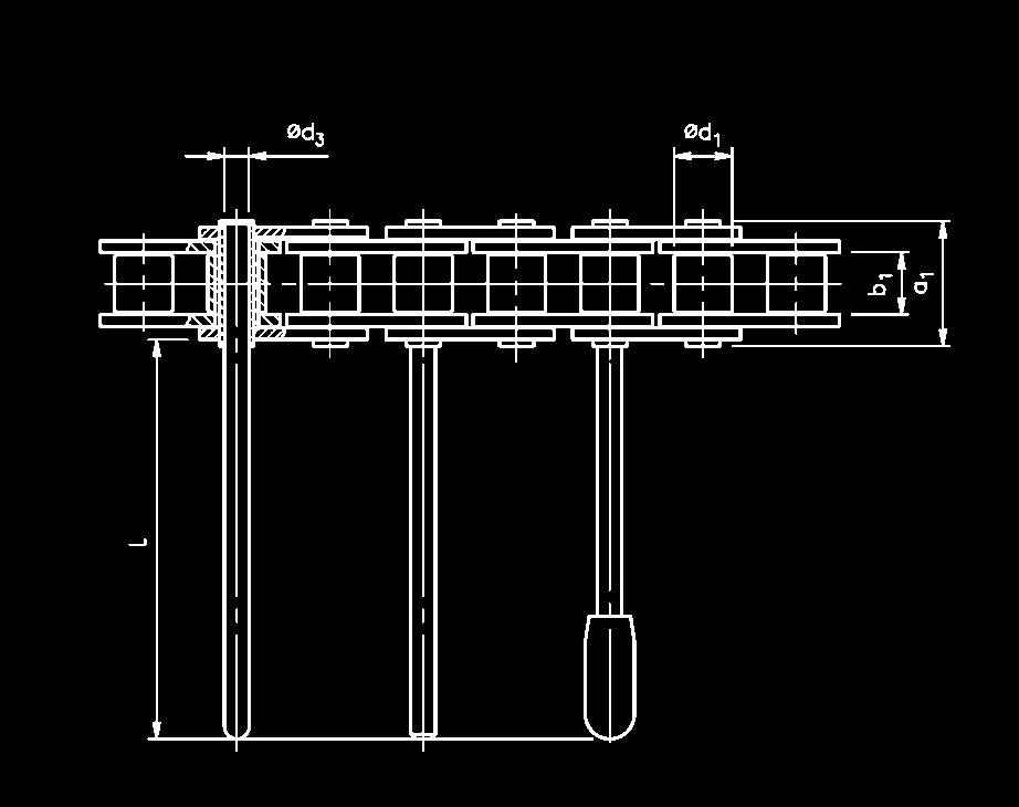 Pin Oven Chains Pin Oven Chains Technical drawing of roller with three different designs of pin ovens. Measurement L and equivalent design determined on agreement.