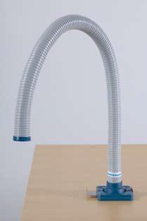 FX Extraction Arm 32 A unique flexible plastic hose, self-supporting without joints, for workplaces with limited space. For extraction of fumes, etc. when soldering, gluing, or working with solvents.