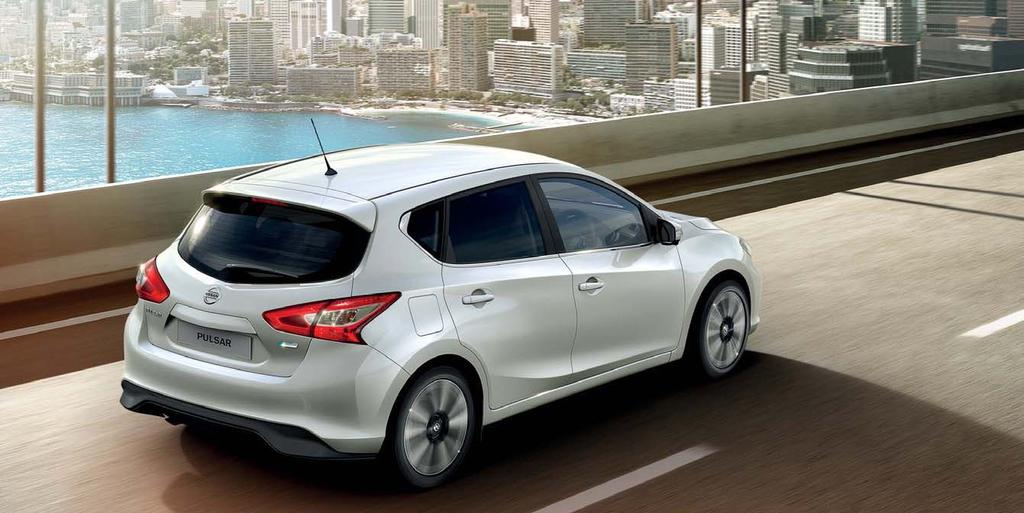 BODY CONSCIOUS SPORTY AND STYLISH, smart and sleek, Nissan Pulsar's flowing curves have a magnetic quality.