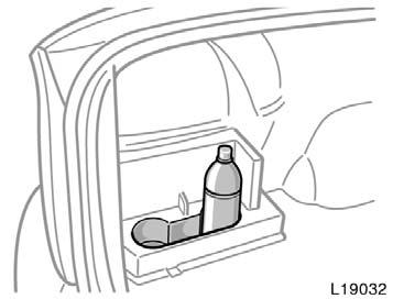 Storage box Grocery bag hooks CAUTION Do not place anything else other than cups or drink cans in the cup holder, as such