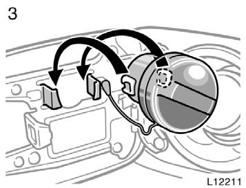 If the indicator lamp does not go off, contact your Toyota dealer as soon as possible. 2. To remove the fuel tank cap, turn the cap slowly counterclockwise, then pause slightly before removing it.