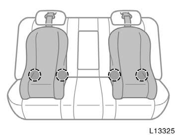 The anchorages are installed in the clearance between the seat cushion and seatback of both outside rear seats.