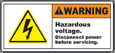 Keep hand away from this area when processing a case This label affixed to the electrical control box advises service personnel to
