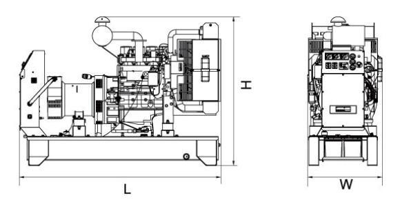 WEIGHT AND DIMENSIONS SKID MOUNTED GENERATOR DIMENSIONS (LxWxH) mm 1842 x 797 x 1437 DRY WEIGHT kg 907 SOUND ATTENUATED GENERATOR DIMENSIONS (LxWxH) mm 2688 x 1081 x 1754 DRY WEIGHT kg 1568 FEATURES