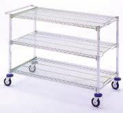 3 MB1830US MB1830US includes two 14-6-2H drawers and stainless steel solid shelves at top and bottom of unit. UTILITY CARTS-2 WIRE SHELVES Height Weight Chrome Greyseal Stainless Cat. No.