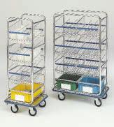 Contains 8 interlocking baskets. Dolly with handle. Also available with 6 (152mm) heavy duty casters. IV8