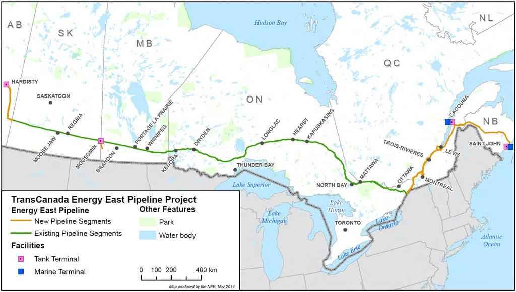 TransCanada: Energy East Canceled Proposed Upland Pipeline Connection to Williston Basin Successful Open Season During 2014 Initial Capacity 220,000 BOPD (Expandable
