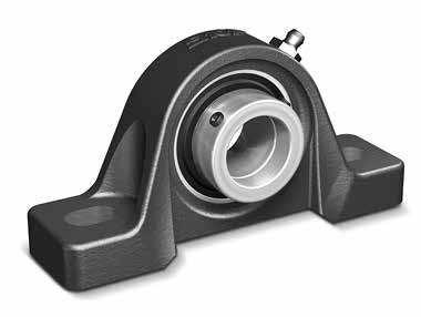 On cast iron and pressed steel units, the outside meter of the bearing and the inside meter of the housing are sphered, allowing the bearing to swivel within the housing to accommote initial